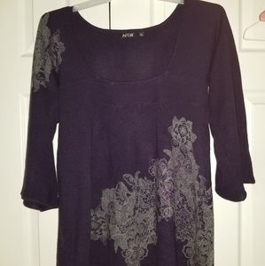 Flattering flowered plum sweater